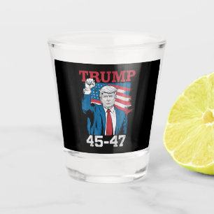 Verre A Shot Trump 45 47 Vintage Rétro Drapeau USA Américain