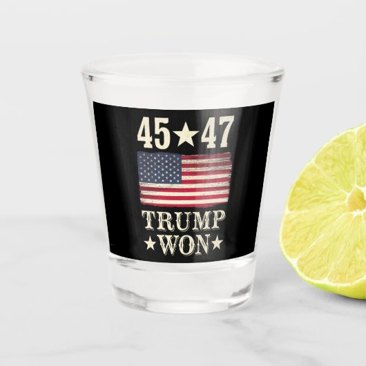 Verre A Shot Trump A Gagné 2024 45 47E Drapeau Du Président Usa (Devant)