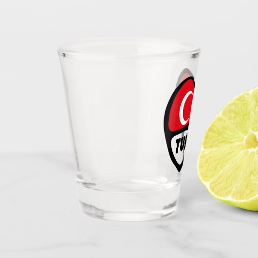 Verre A Shot Turquie Code Pays Drapeau Coeur, TUR (Gauche)