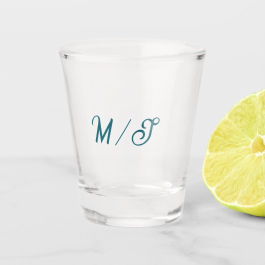 Verre A Shot Turquoise monogram wedding couple name simple styl (Devant)