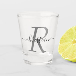 Verre A Shot Type simple Monogramme Nom Personnalisé