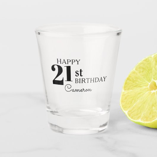 Verre A Shot Typographie cool Joyeux 21ème anniversaire avec no (Devant)