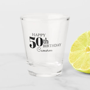 Verre A Shot Typographie cool Joyeux 50ème anniversaire avec no