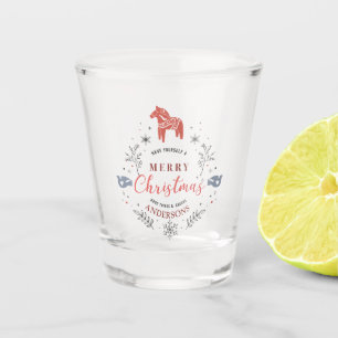 Verre A Shot Typographie de l'ornement de Noël et oiseaux de pa