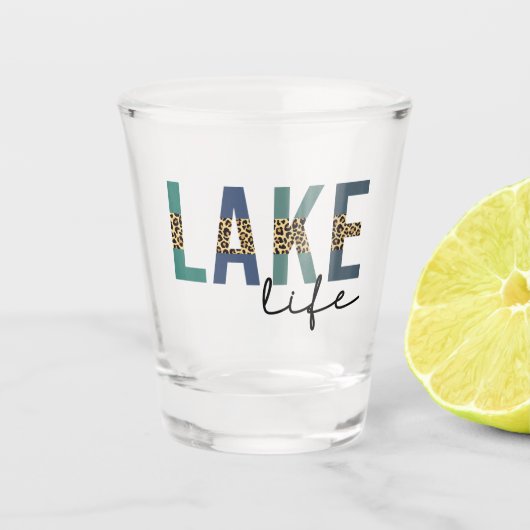 Verre A Shot Typographie d'impression de Lake Life Cheetah (Devant)