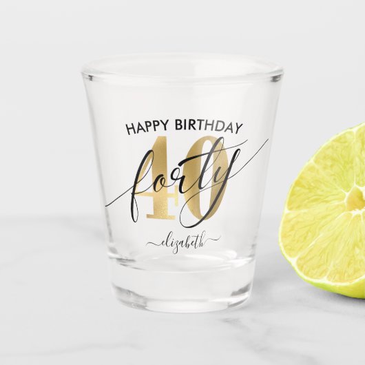Verre A Shot Typographie d'or 40e anniversaire (Devant)