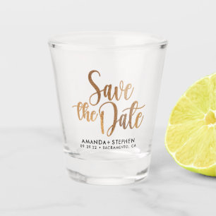 Verre A Shot Typographie Élégante Mariage Enregistrer La Date