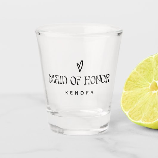 Verre A Shot Typographie moderne simple Maid of Honor Cadeau (Devant)