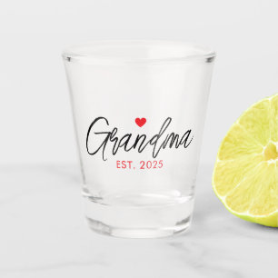 Verre A Shot Typographie simple noire et rouge Nouvelle grand-m