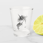 Verre A Shot Unicorne d'encre noire tribale (Devant)