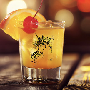 Verre A Shot Unicorne d'encre noire tribale