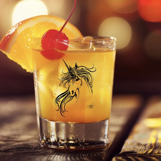 Verre A Shot Unicorne d'encre noire tribale