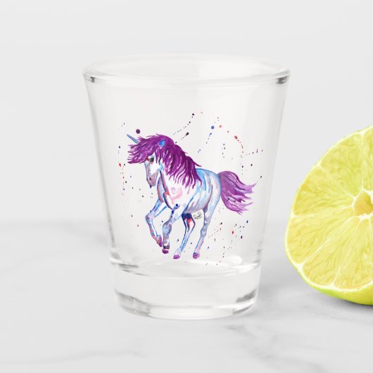 Verre A Shot Unicorne violette et bleue (Devant)