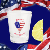 Verre A Shot USA Flag Heart Funky Personnalisé