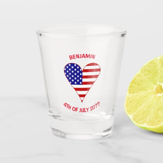 Verre A Shot USA Flag Heart Funky Personnalisé (Devant)