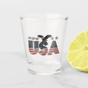Verre A Shot USA Patriotic Eagle + Stars Drapeau Design pour Fi