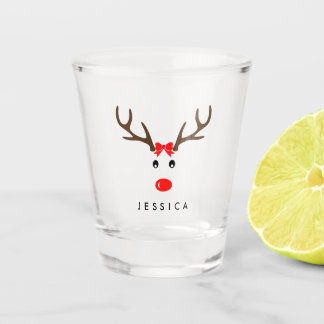 Verre A Shot Vacances nommées personnalisées de Noël de renne
