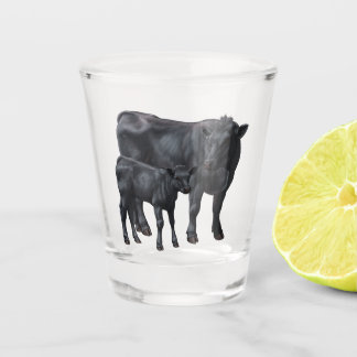 Verre A Shot Vache Angus Noire et veau mignon