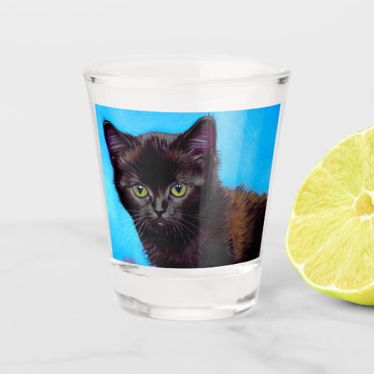 Verre A Shot Van Gogh Chat et fleurs (Devant)