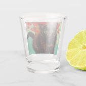 Verre A Shot Van Gogh Chat noir Fleurs rouges (Dos)