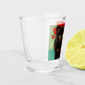 Verre A Shot Van Gogh Chat noir Fleurs rouges (Gauche)