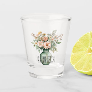 Verre A Shot Vase floral de roses à la menthe pêche romantique