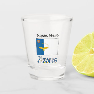 Verre A Shot Verre à shot avec le nom des Açores et drapeau aço