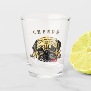 Verre A Shot Verre à shot avec un chien pug drôle et le texte C