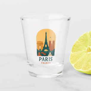 Verre A Shot Verre à shot de la cathédrale française vintage Pa