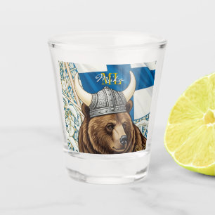Verre A Shot Verre à shot Finlande, Art du drapeau, Ours Viking