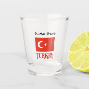 Verre A Shot Verre à shot Turquie et drapeau turc avec votre no