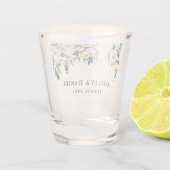 Verre A Shot Vert blanc Aquarelle Mariage Floral (Dos)