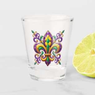Verre A Shot Vert jaune pourpre Mardi Gras fleur de lis
