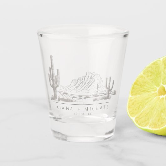 Verre A Shot Vibes du désert Mariage Paysage gris chaud ID1019 (Devant)
