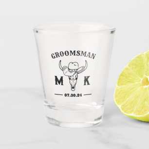 Verre A Shot Vieux Ouest Cowboy Personnalisé Groomsmen Monogram