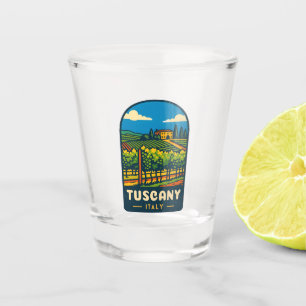Verre A Shot Vignoble de Toscane Vintage voyage rétro Italie