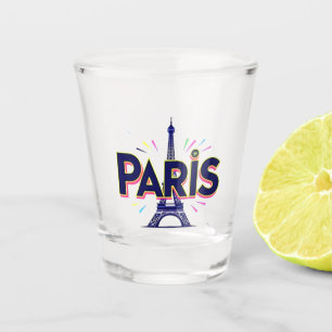 Verre A Shot Ville des Lumières : Art typographique Paris gras