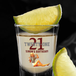 Verre A Shot Vingt-et-unième anniversaire Joli Blonde 21 Nom