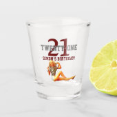Verre A Shot Vingt-et-unième Anniversaire Joli Blonde 21 Nom (Devant)