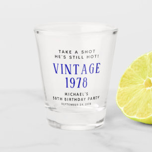 Verre A Shot Vintage 50e anniversaire Blue Party Favor