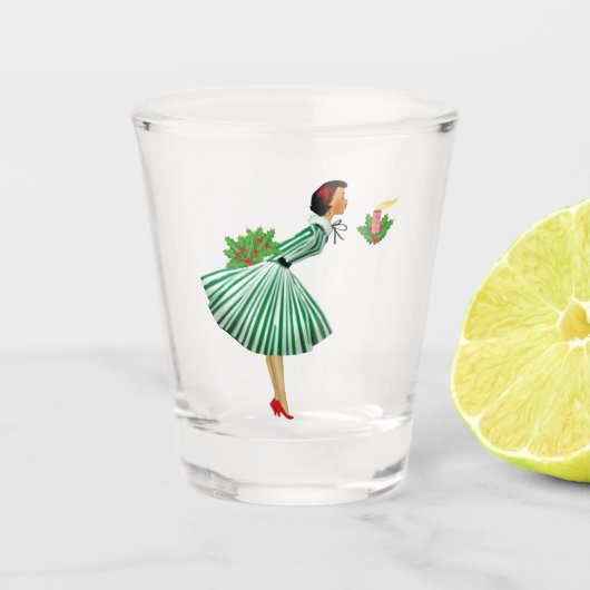 Verre A Shot vintage de Noël 1950 (Devant)
