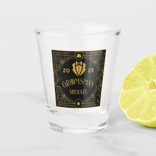 Verre A Shot Vintage Groomsmen Style victorien Monogramme moder