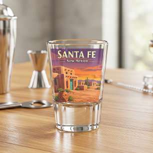 Verre A Shot Vintage Père Noël Fe Nouveau-Mexique