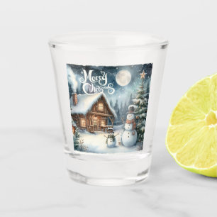 Verre A Shot Vintage/Rustique/Bonhomme de neige/Noël