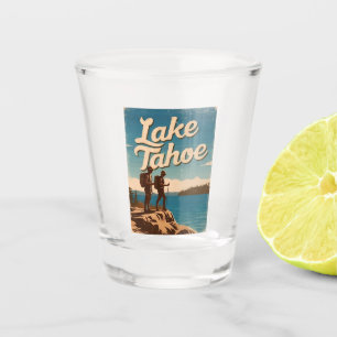 Verre A Shot Vintage voyage Lake Tahoe California Retro Pittore