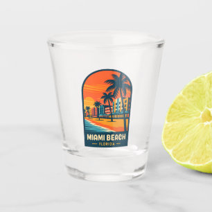 Verre A Shot Vintage voyage Miami Beach Floride Sunset Seaside