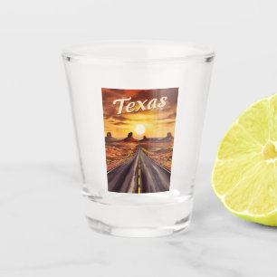 Verre A Shot Vintage voyage Texas Paysage Retro coucher de sole