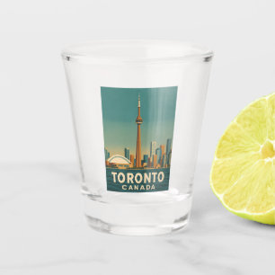 Verre A Shot Vintage voyage Toronto Canada Skyline Retro Pittor