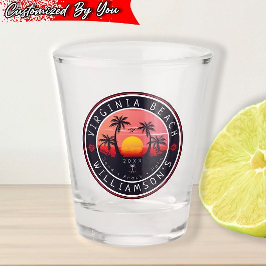 Verre A Shot Virginia Beach USA Retro Sunset Souvenirs 80s