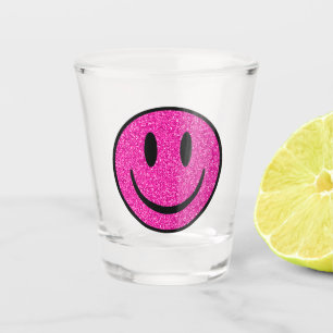 Verre A Shot Visage de sourire rose Parties scintillant